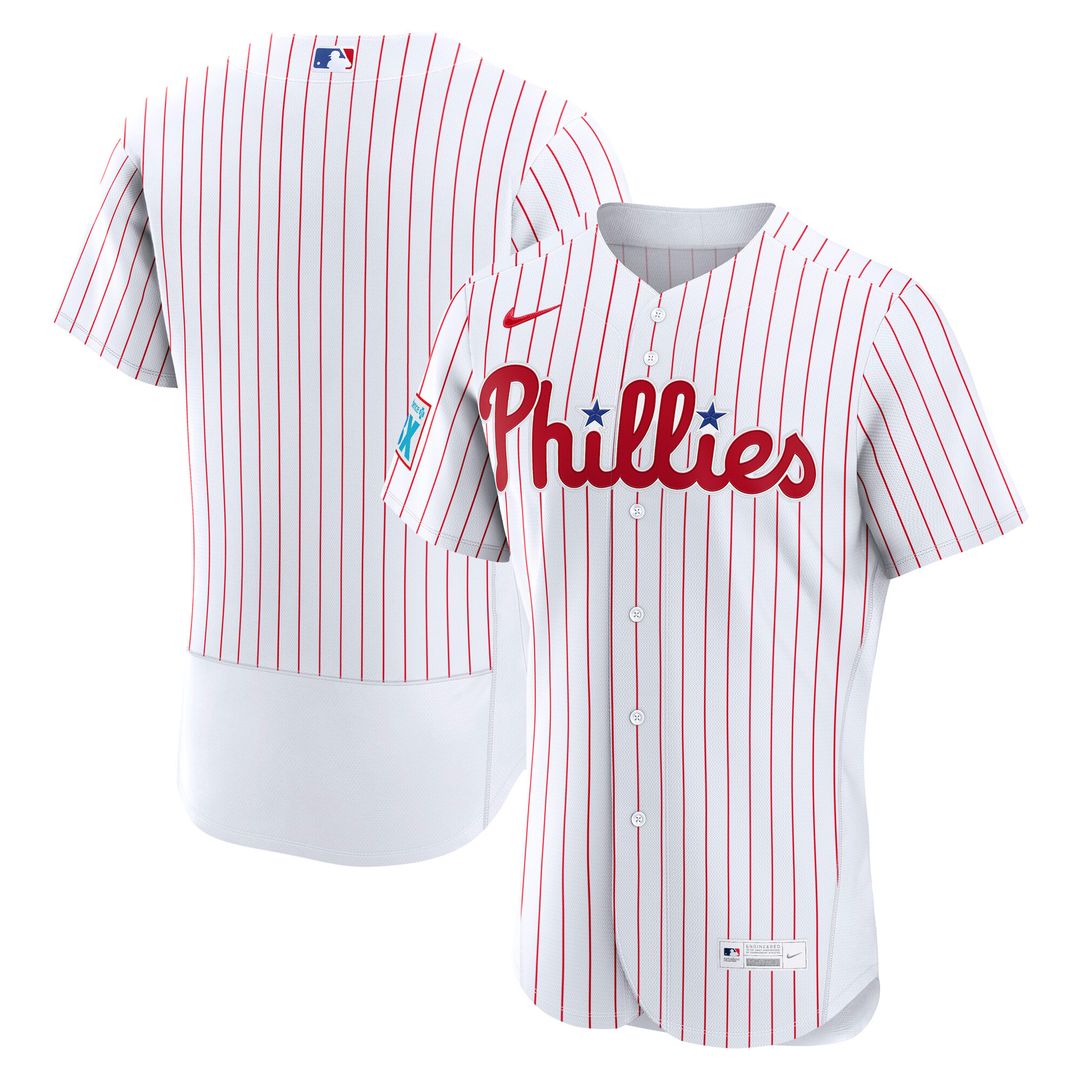 Philadelphia Phillies Home Sponsor Patch Authentic Jersey - White