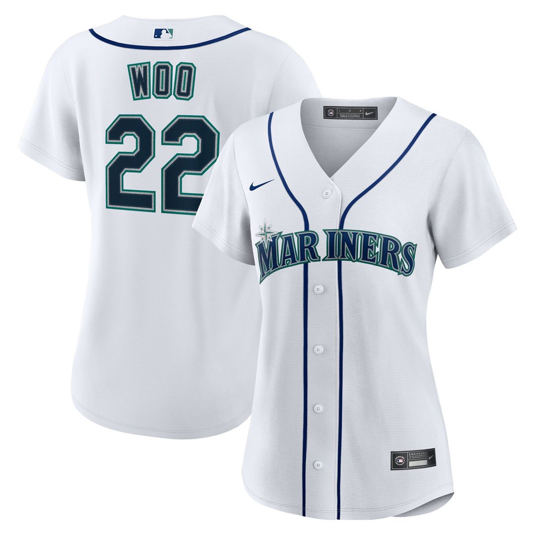 Seattle Mariners Bryan Woo Women's Home Replica Jersey - White