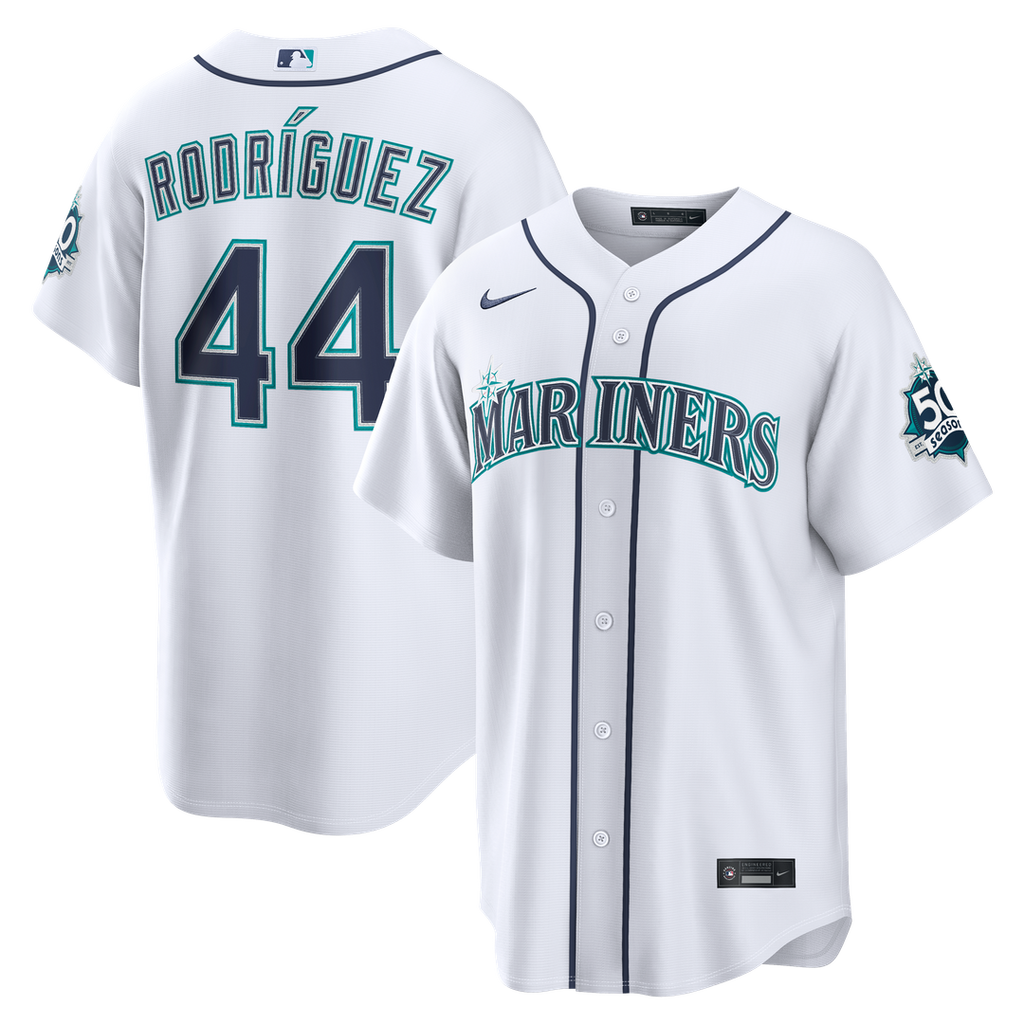 Seattle Mariners Julio Rodríguez Home Stadium 50th Season Patch Jersey - White