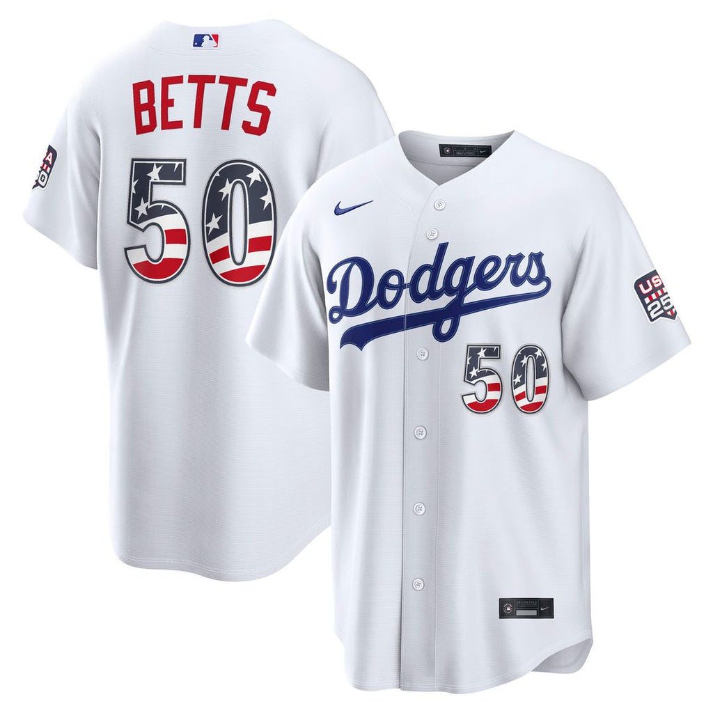 Los Angeles Dodgers Mookie Betts USA 250 Fourth of July Home Stadium Jersey - White