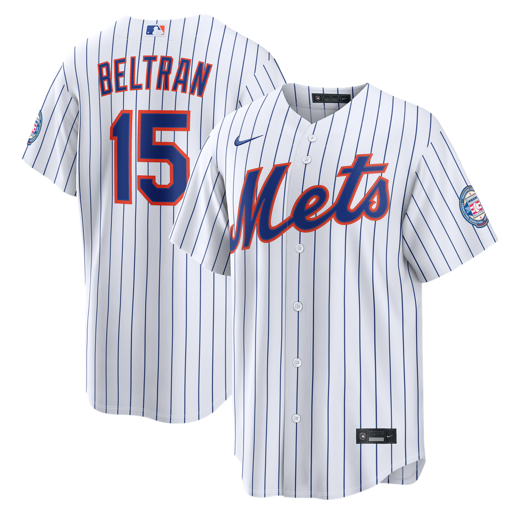 New York Mets Carlos Beltran Home Replica 2026 Hall of Fame Patch Jersey - White