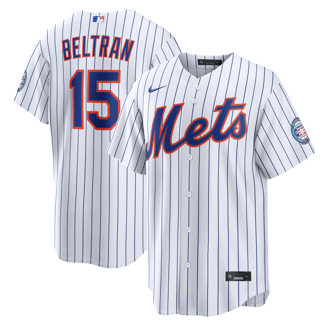 New York Mets Carlos Beltran Home Replica 2026 Hall of Fame Patch Jersey - White