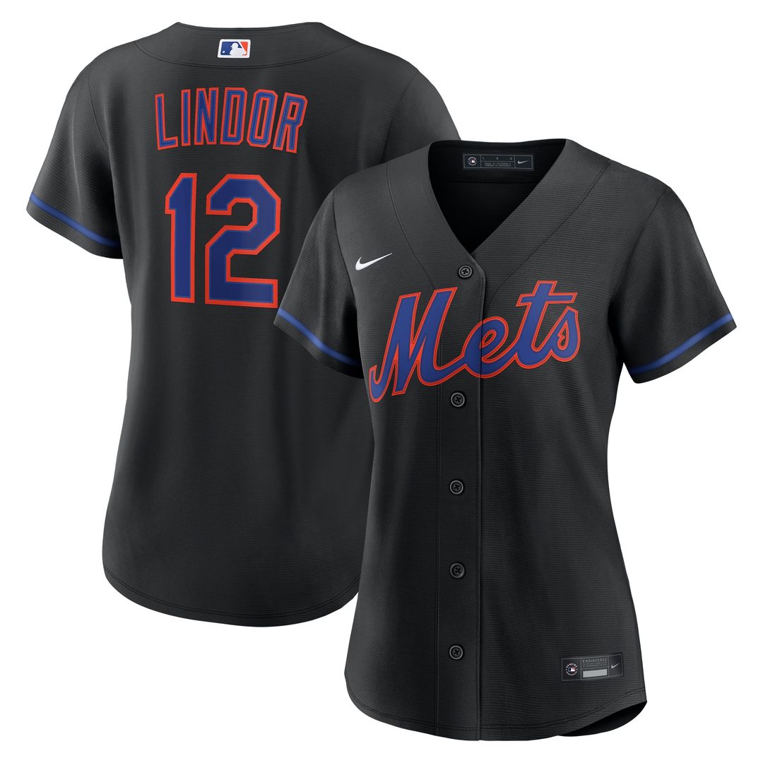 New York Mets Francisco Lindor Women's Alternate Replica Jersey - Black