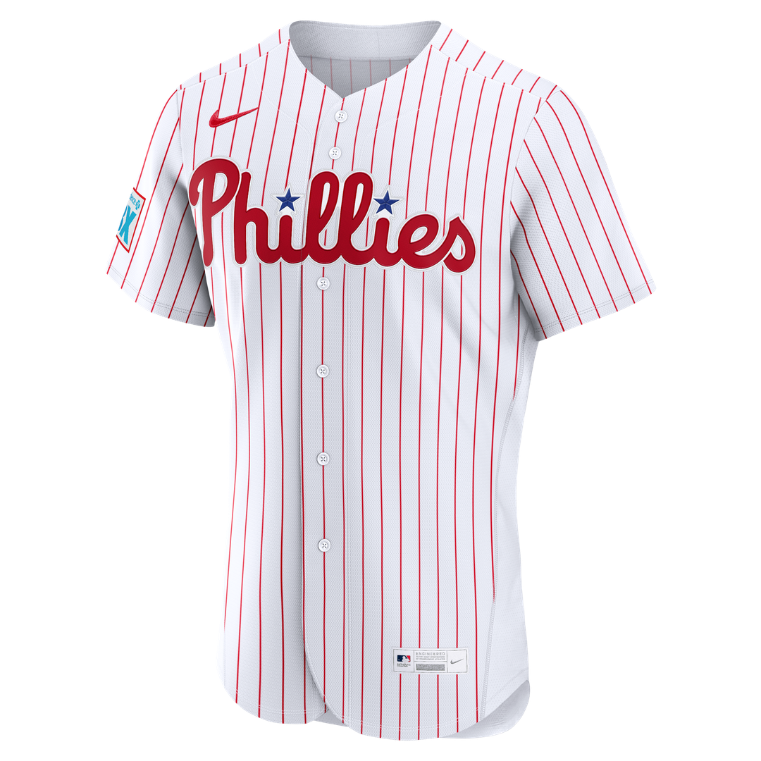 Philadelphia Phillies Bryce Harper Home Authentic Sponsor Patch Jersey - White