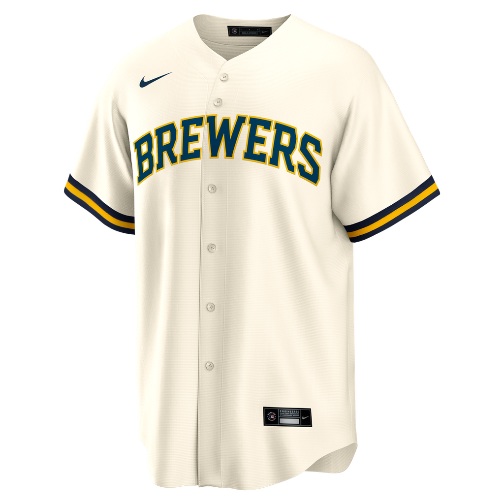 Milwaukee Brewers Bob Uecker Home Retired Replica Jersey - Cream