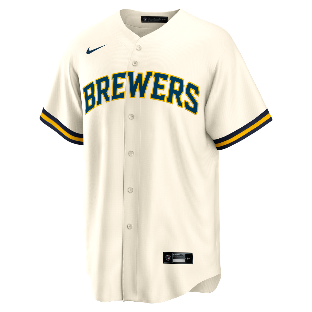 Milwaukee Brewers Bob Uecker Home Retired Replica Jersey - Cream