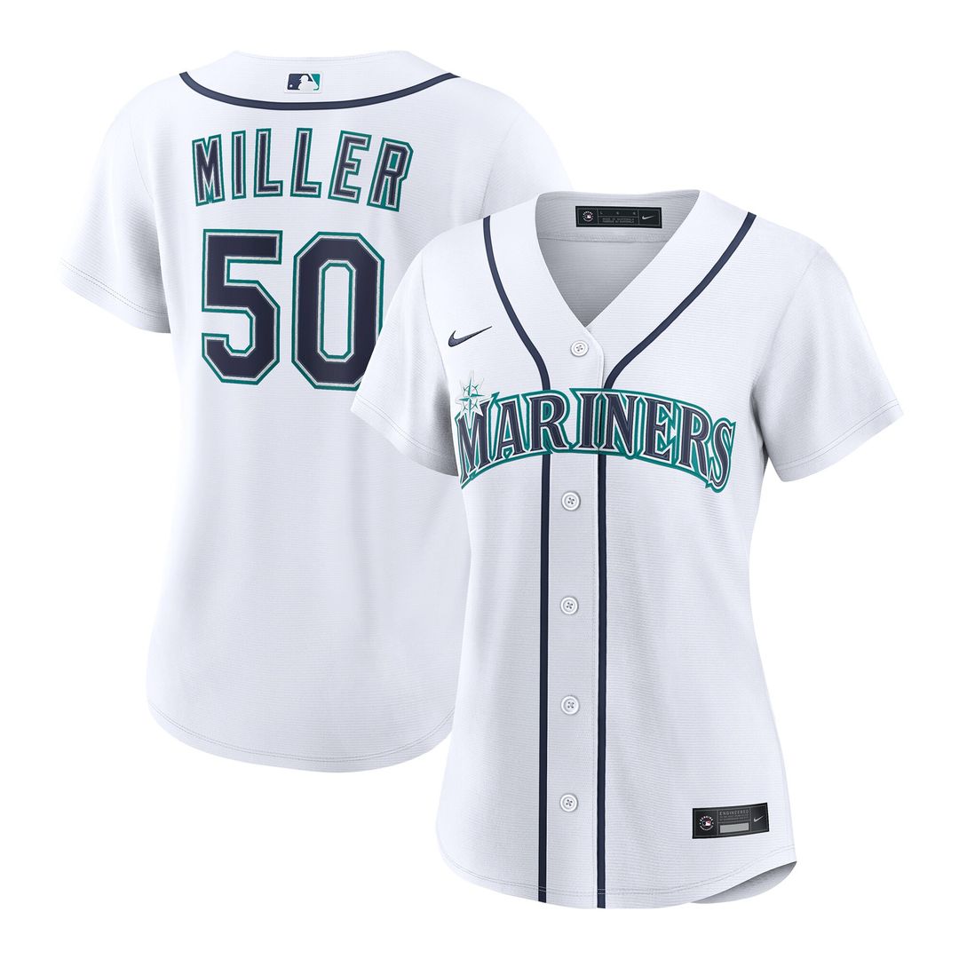 Seattle Mariners Bryce Miller Women's Home Replica Jersey - White