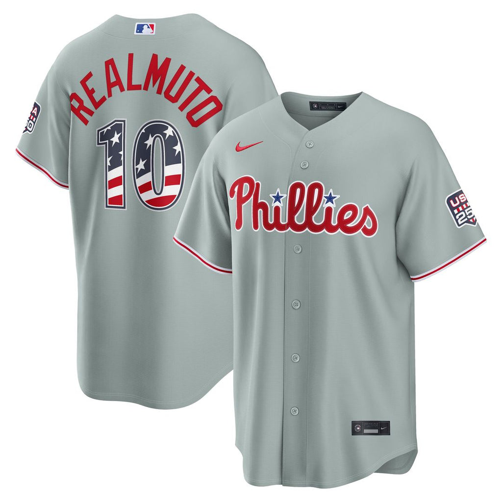 Philadelphia Phillies J.T. Realmuto USA 250 Fourth of July Road Stadium Jersey - Gray