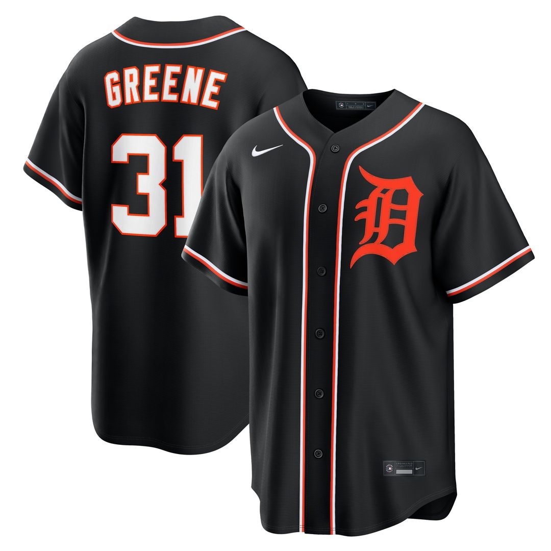 Detroit Tigers Riley Greene Fashion Replica Black Out Jersey