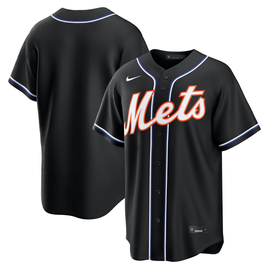 New York Mets Fashion Replica Black Out Jersey