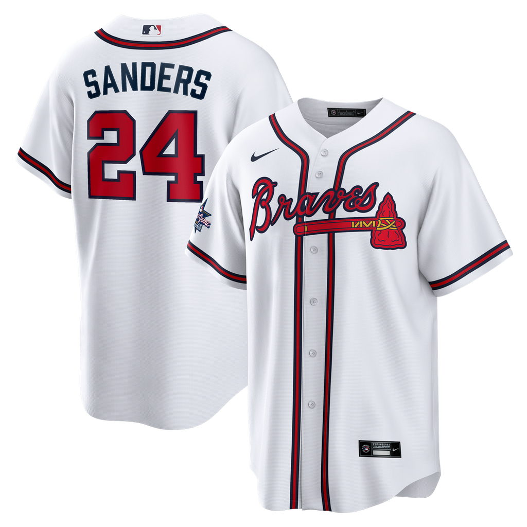 Atlanta Braves Deion Sanders Home Retired Replica Jersey - White