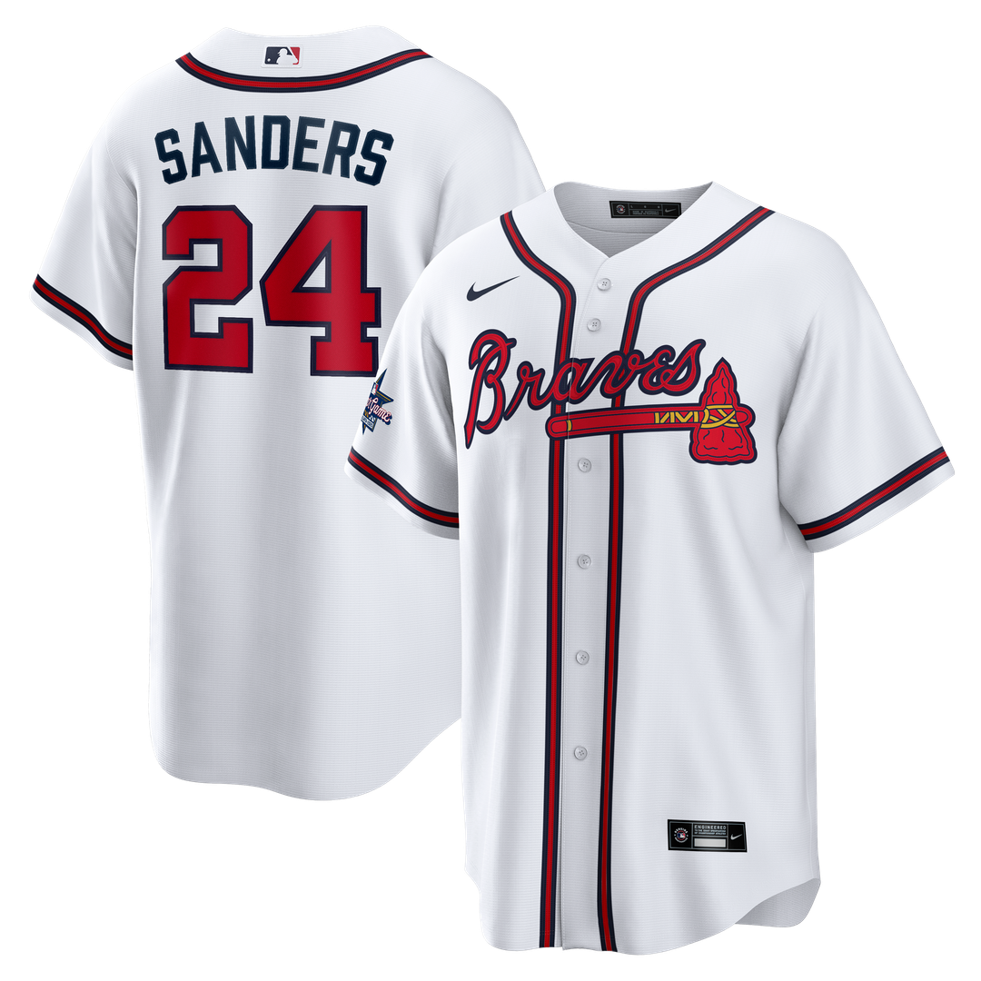 Atlanta Braves Deion Sanders Home Retired Replica Jersey - White
