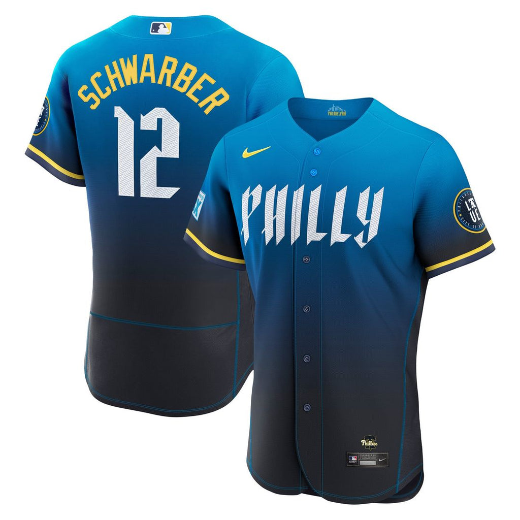 Philadelphia Phillies Kyle Schwarber City Connect Authentic Sponsor Patch Jersey - Navy