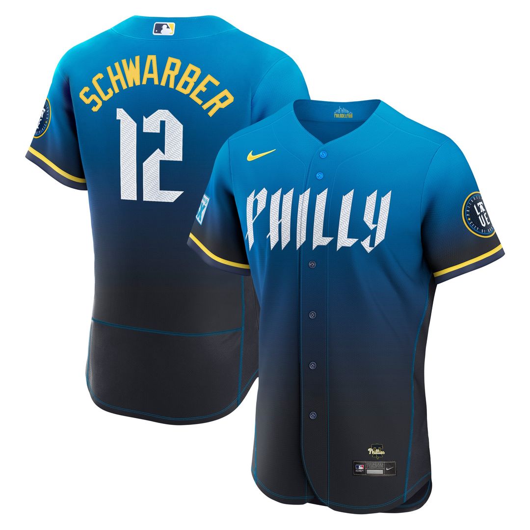 Philadelphia Phillies Kyle Schwarber City Connect Authentic Sponsor Patch Jersey - Navy