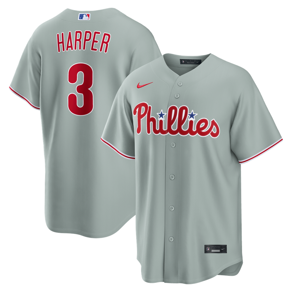 Philadelphia Phillies Bryce Harper Road Replica Jersey - Gray