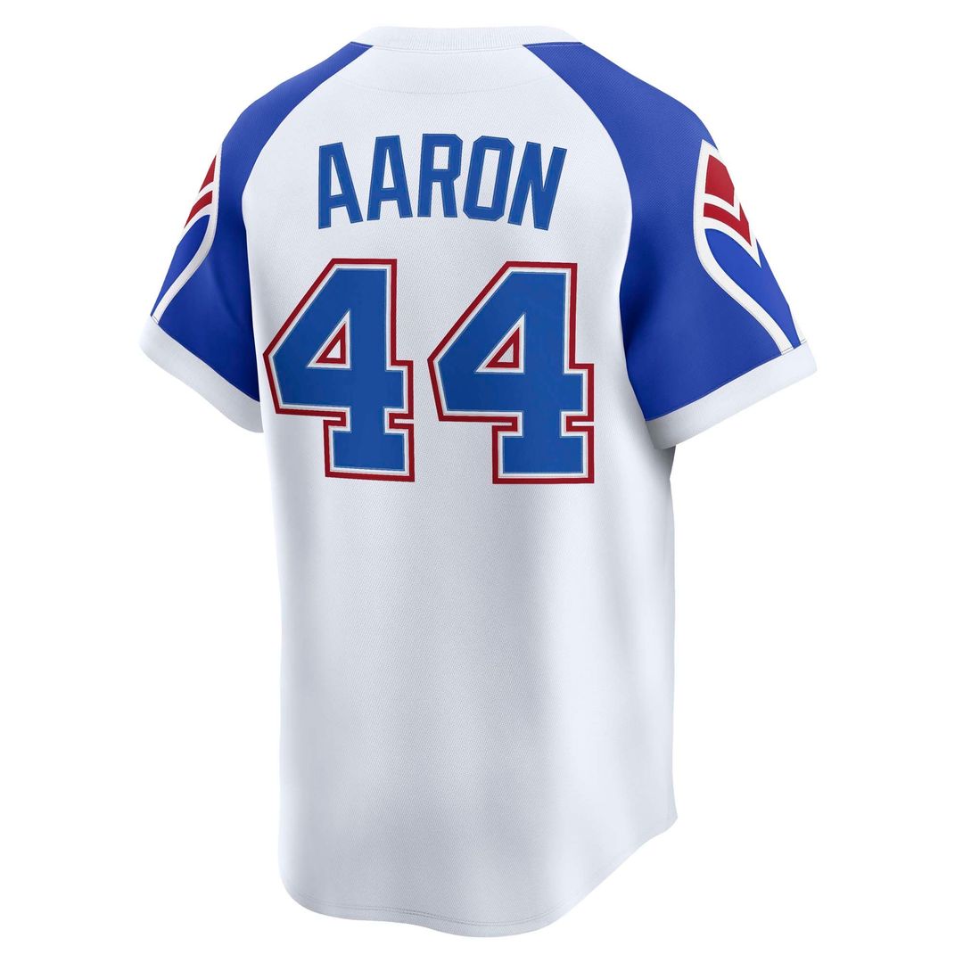 Atlanta Braves Hank Aaron Throwback Cooperstown Limited Jersey - White