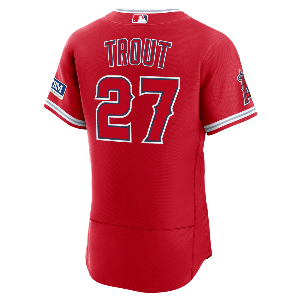 Los Angeles Angels Mike Trout Alternate Authentic Sponsor Patch Jersey - Red