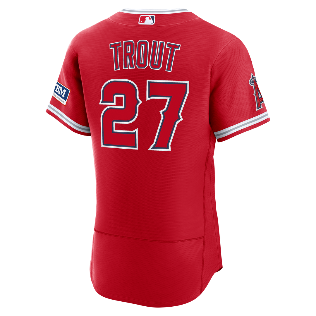 Los Angeles Angels Mike Trout Alternate Authentic Sponsor Patch Jersey - Red