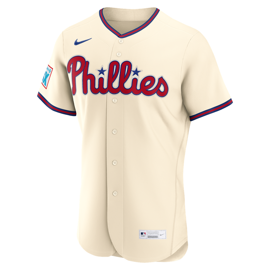 Philadelphia Phillies Bryce Harper Home Authentic Sponsor Patch Jersey - White