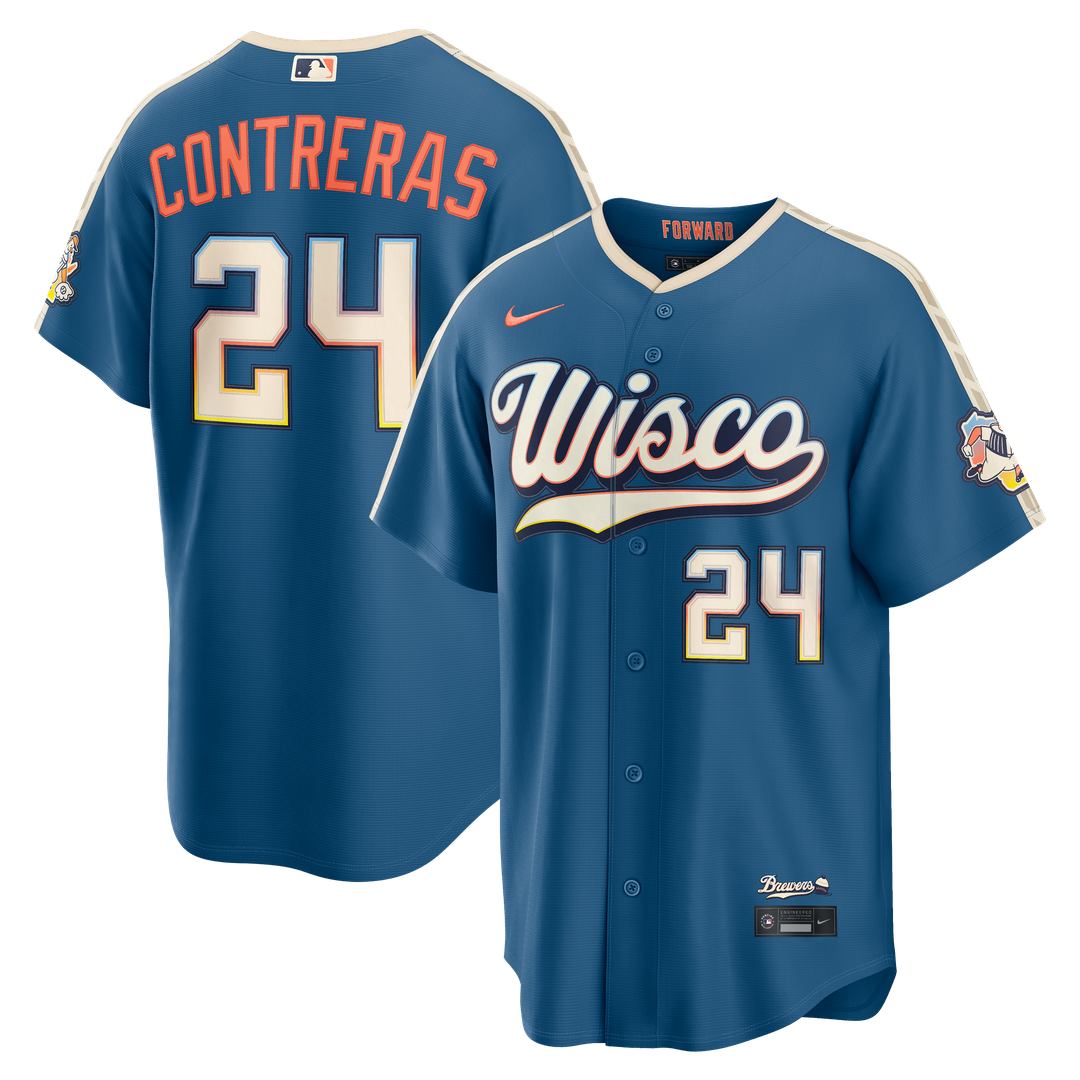 Milwaukee Brewers William Contreras 2026 City Connect Stadium Jersey - Mineral Blue