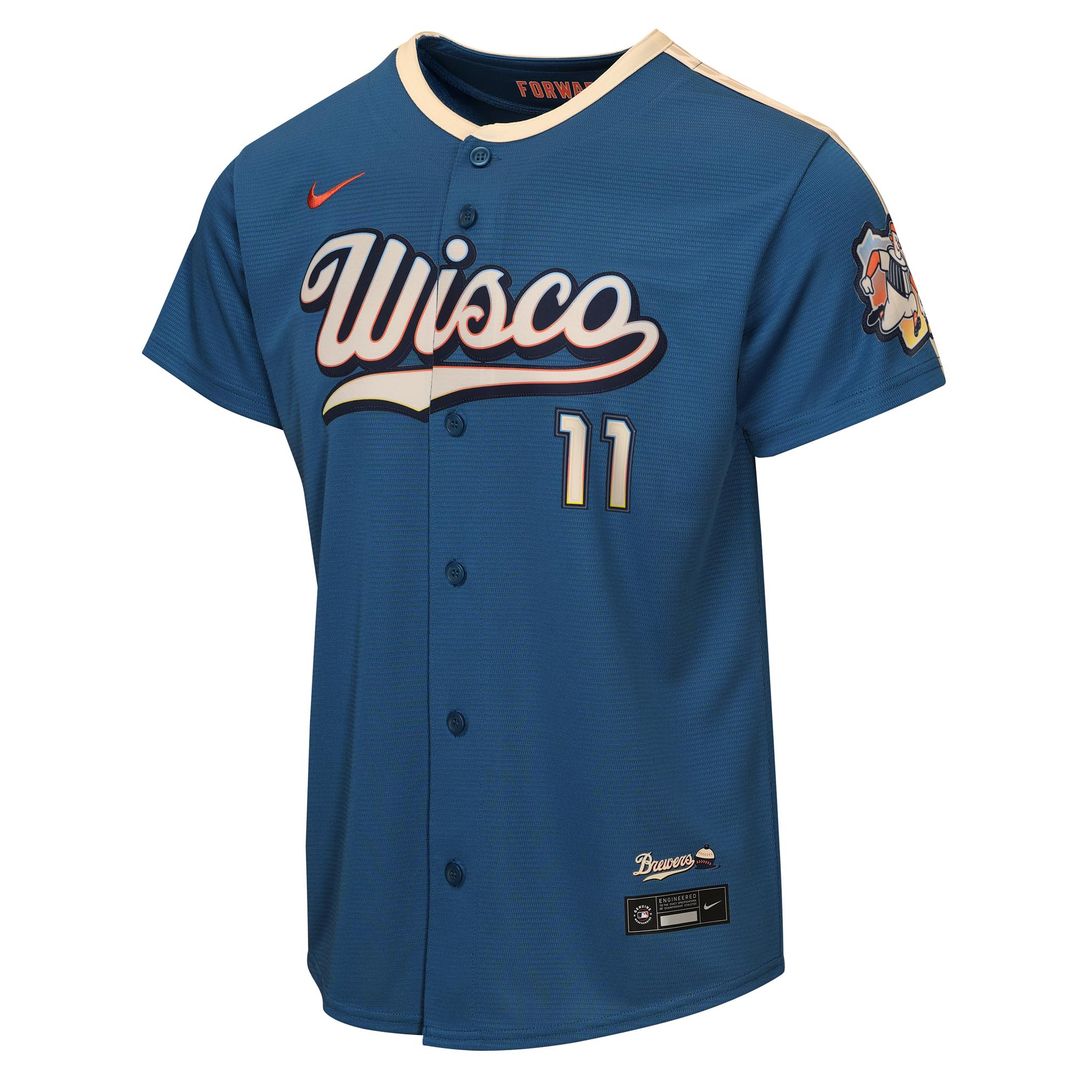 Milwaukee Brewers Jackson Chourio Youth 2026 City Connect Stadium Jersey - Mineral Blue