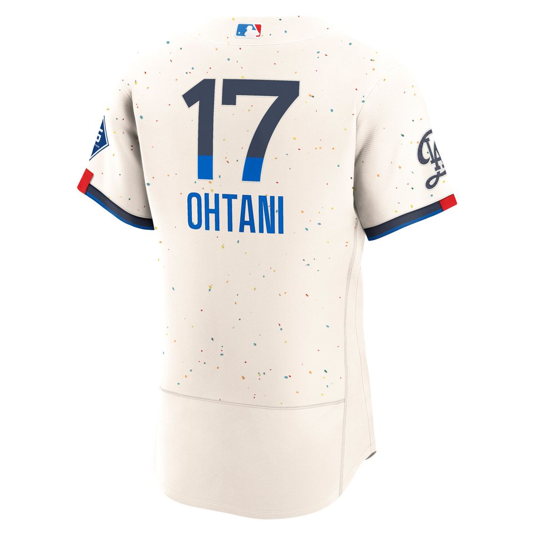 Los Angeles Dodgers Shohei Ohtani City Connect Authentic Sponsor Patch Jersey - Cream