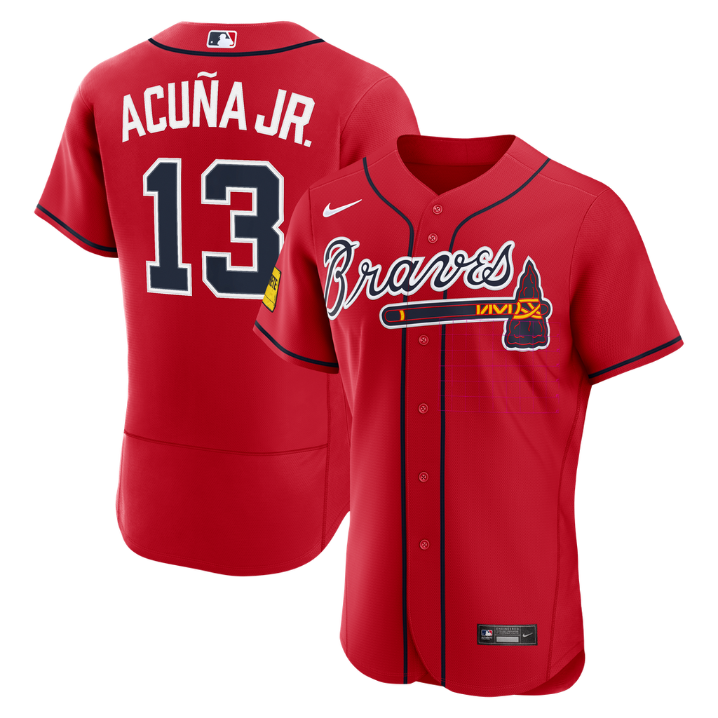 Atlanta Braves Ronald Acuña Jr. Alternate Authentic Sponsor Patch Jersey - Red