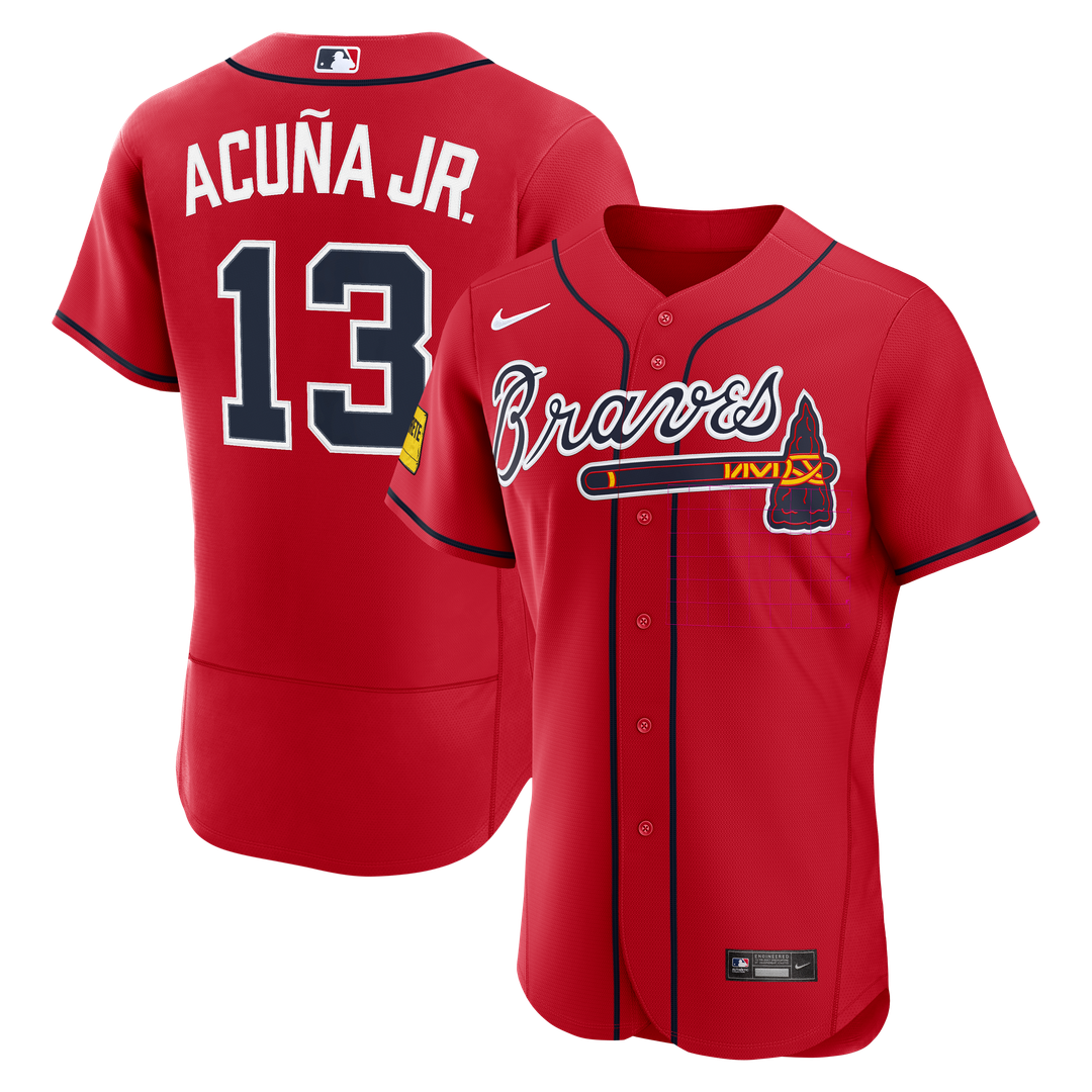 Atlanta Braves Ronald Acuña Jr. Alternate Authentic Sponsor Patch Jersey - Red