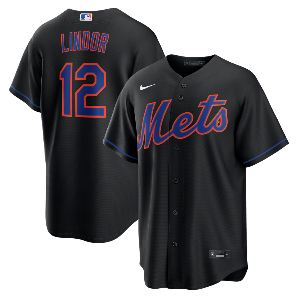 New York Mets Francisco Lindor Alternate Replica Jersey - Black