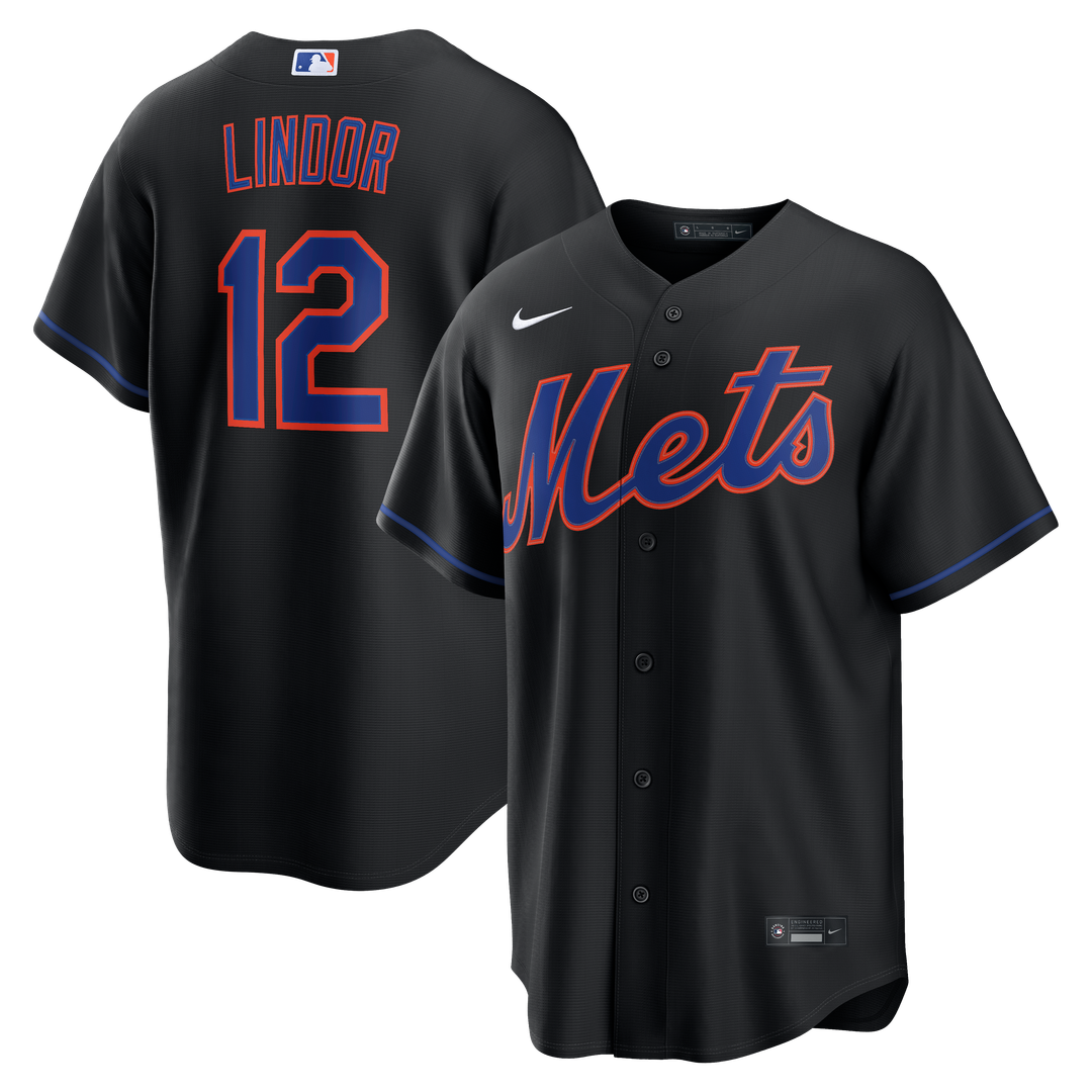 New York Mets Francisco Lindor Alternate Replica Jersey - Black