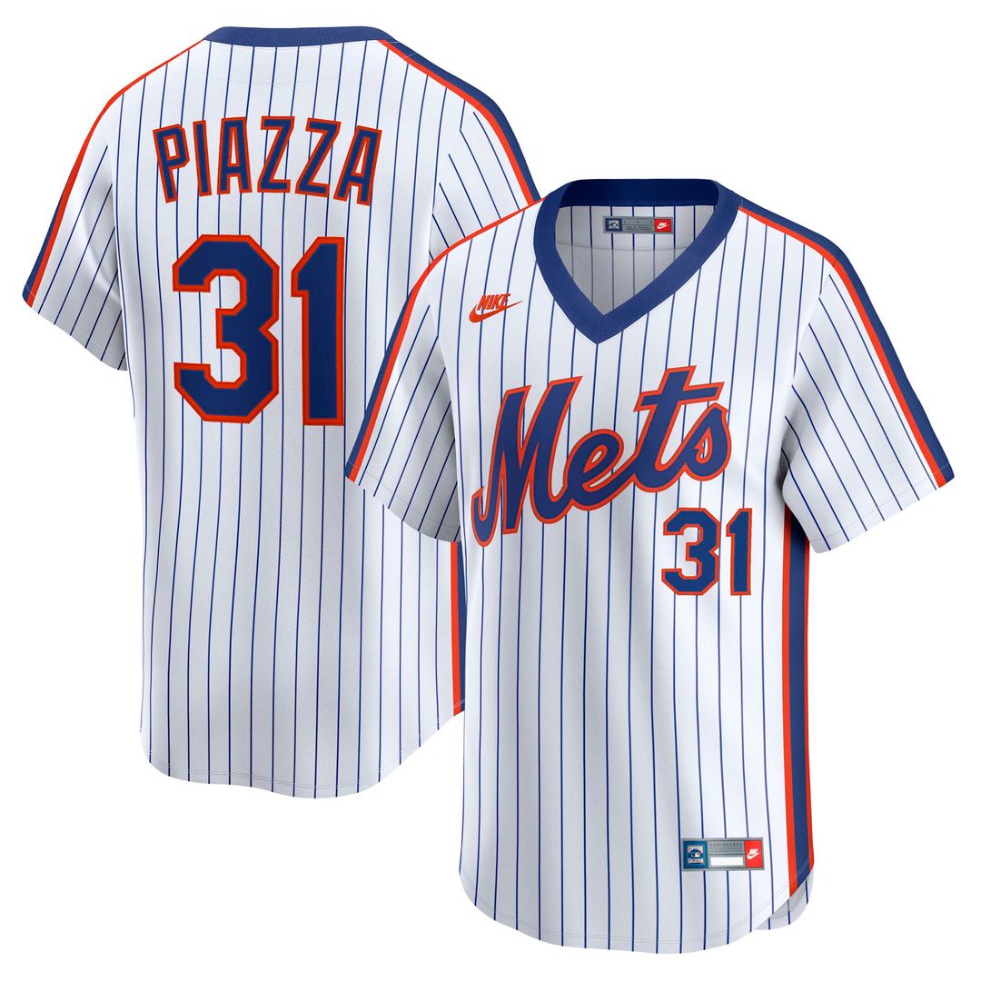 New York Mets Mike Piazza Throwback Cooperstown Limited Jersey - White