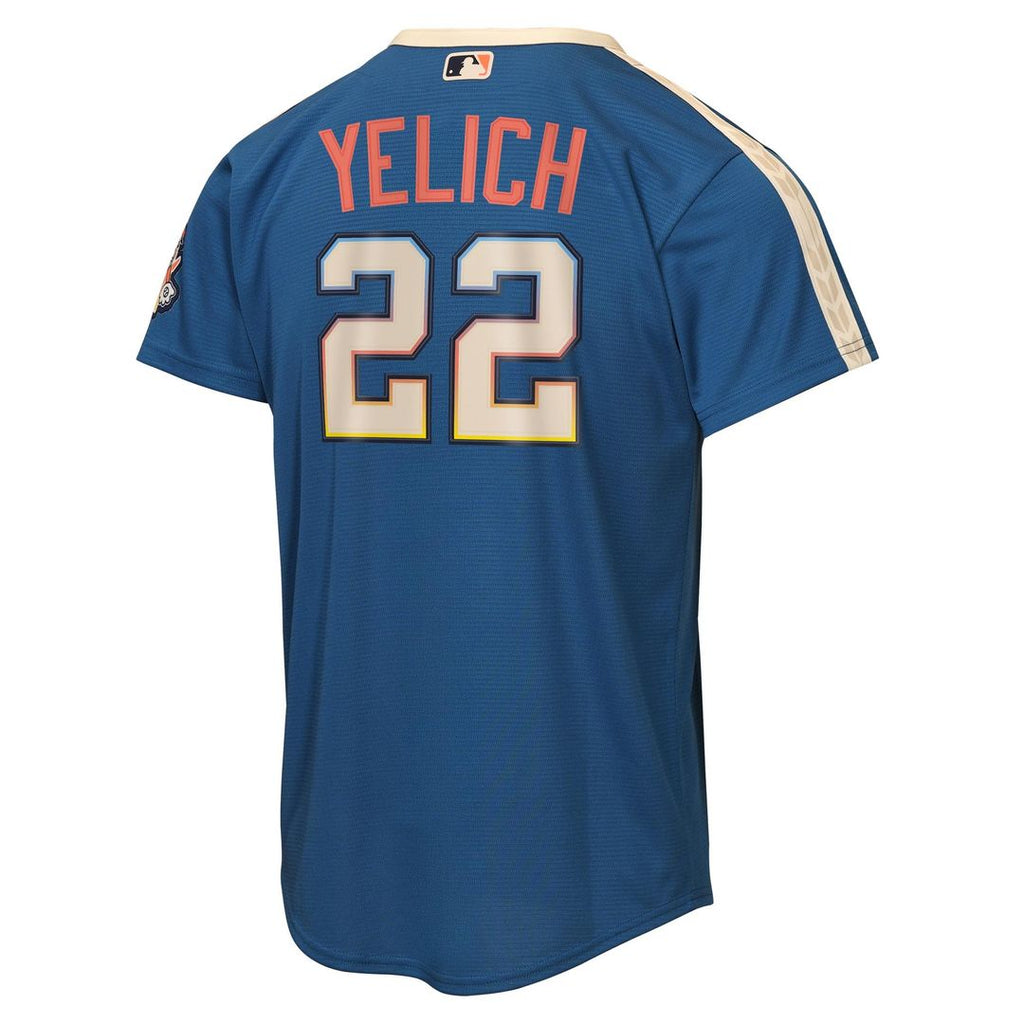 Milwaukee Brewers Christian Yelich Youth 2026 City Connect Stadium Jersey - Mineral Blue