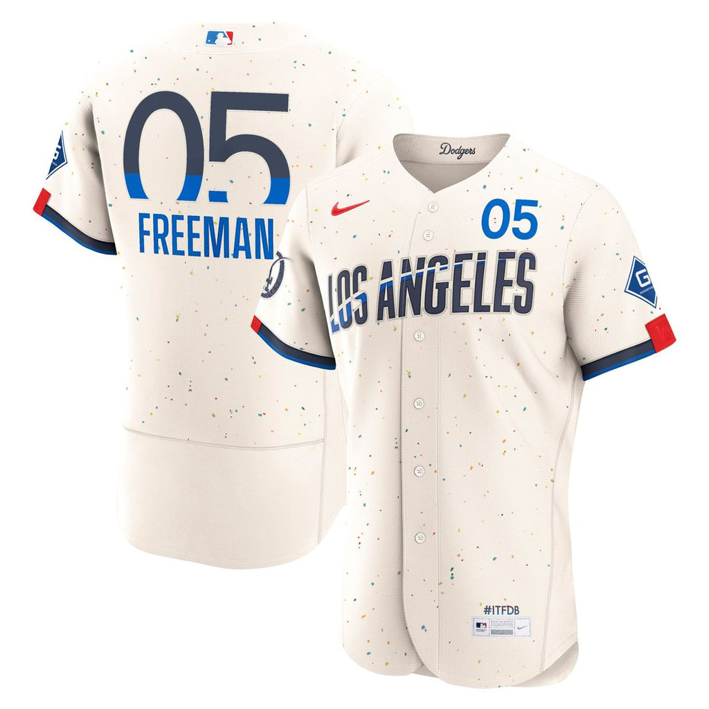 Los Angeles Dodgers Freddie Freeman City Connect Authentic Sponsor Patch Jersey - Cream