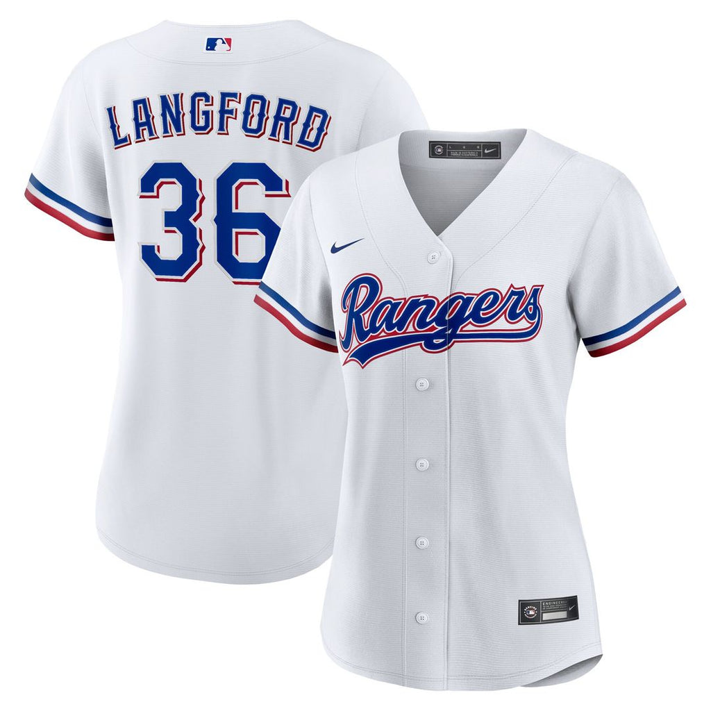 Texas Rangers Wyatt Langford Women's Home Replica Jersey - White