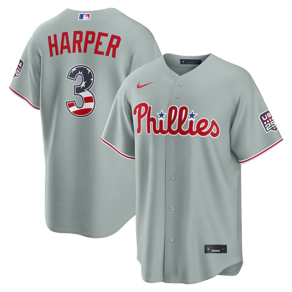 Philadelphia Phillies Bryce Harper USA 250 Fourth of July Road Stadium Jersey - Gray
