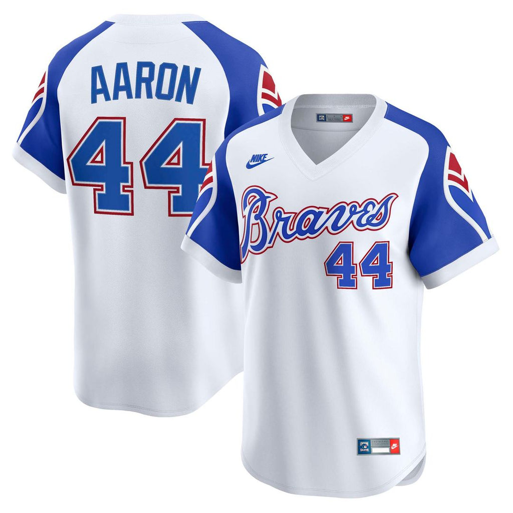 Atlanta Braves Hank Aaron Throwback Cooperstown Limited Jersey - White