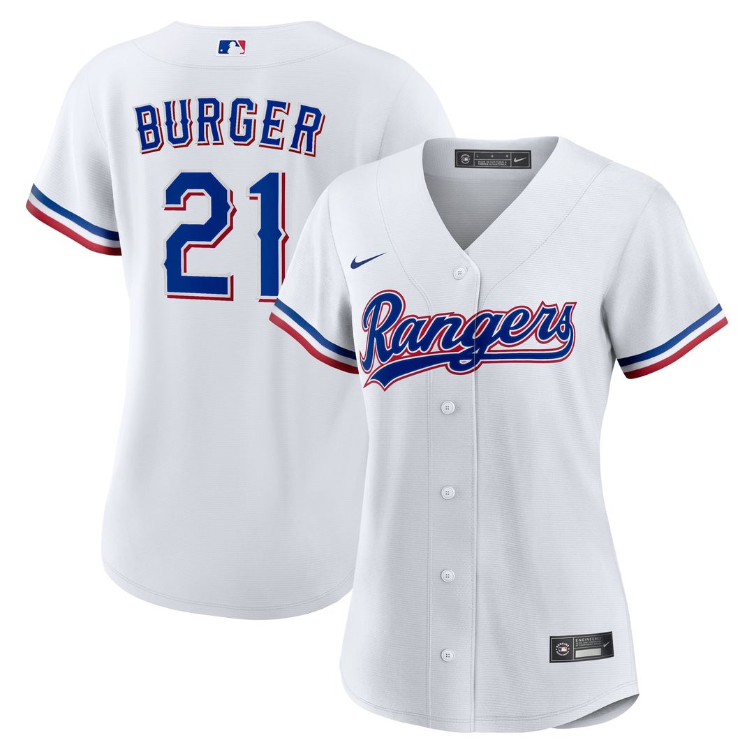 Texas Rangers Jake Burger Women's Home Replica Jersey - White
