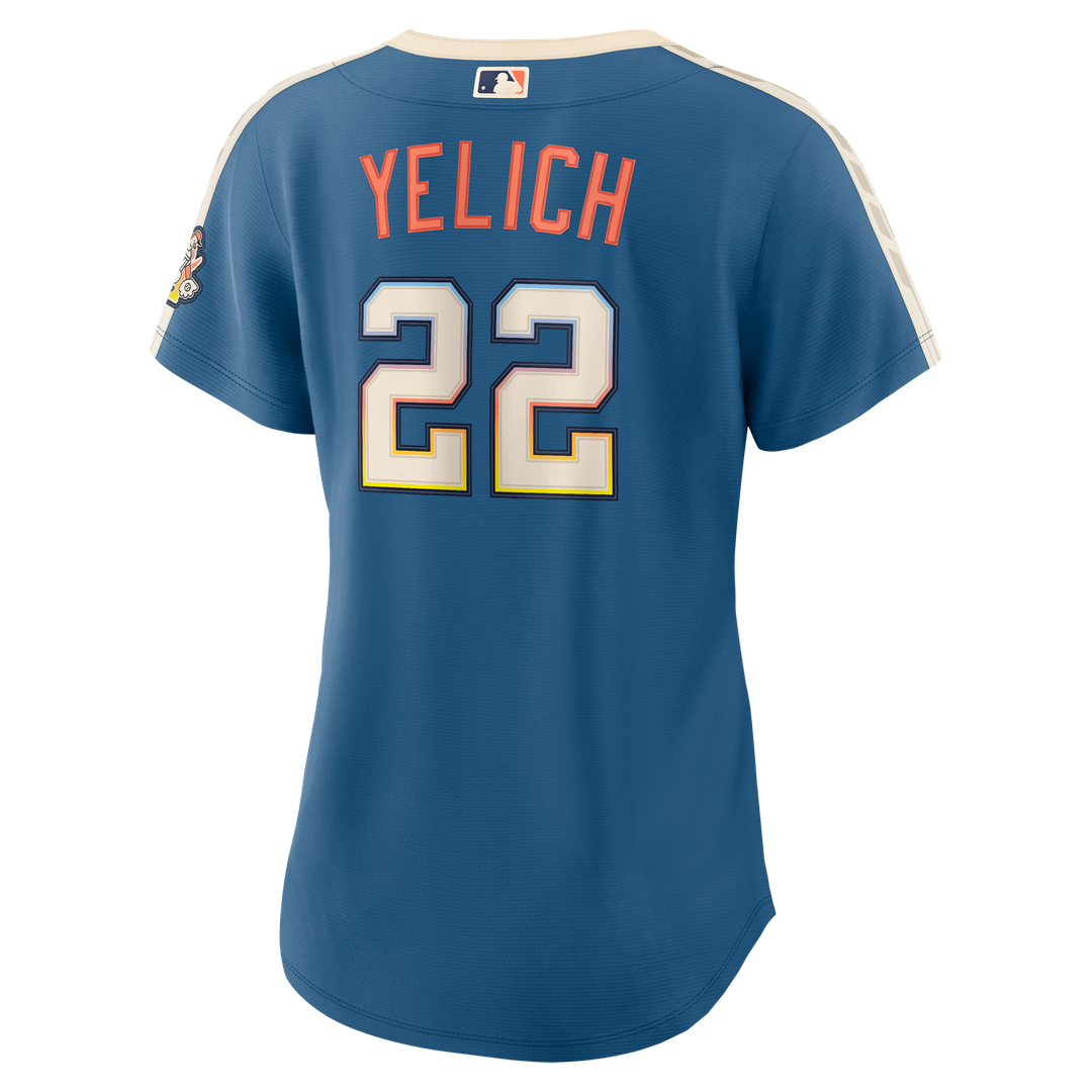 Milwaukee Brewers Christian Yelich Women's 2026 City Connect Stadium Jersey - Mineral Blue