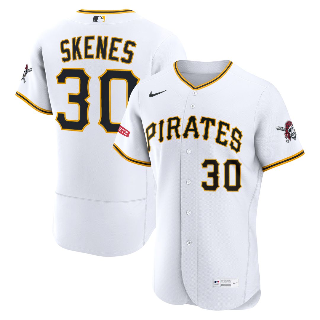 Pittsburgh Pirates Paul Skenes Home Authentic Sponsor Patch Jersey - White