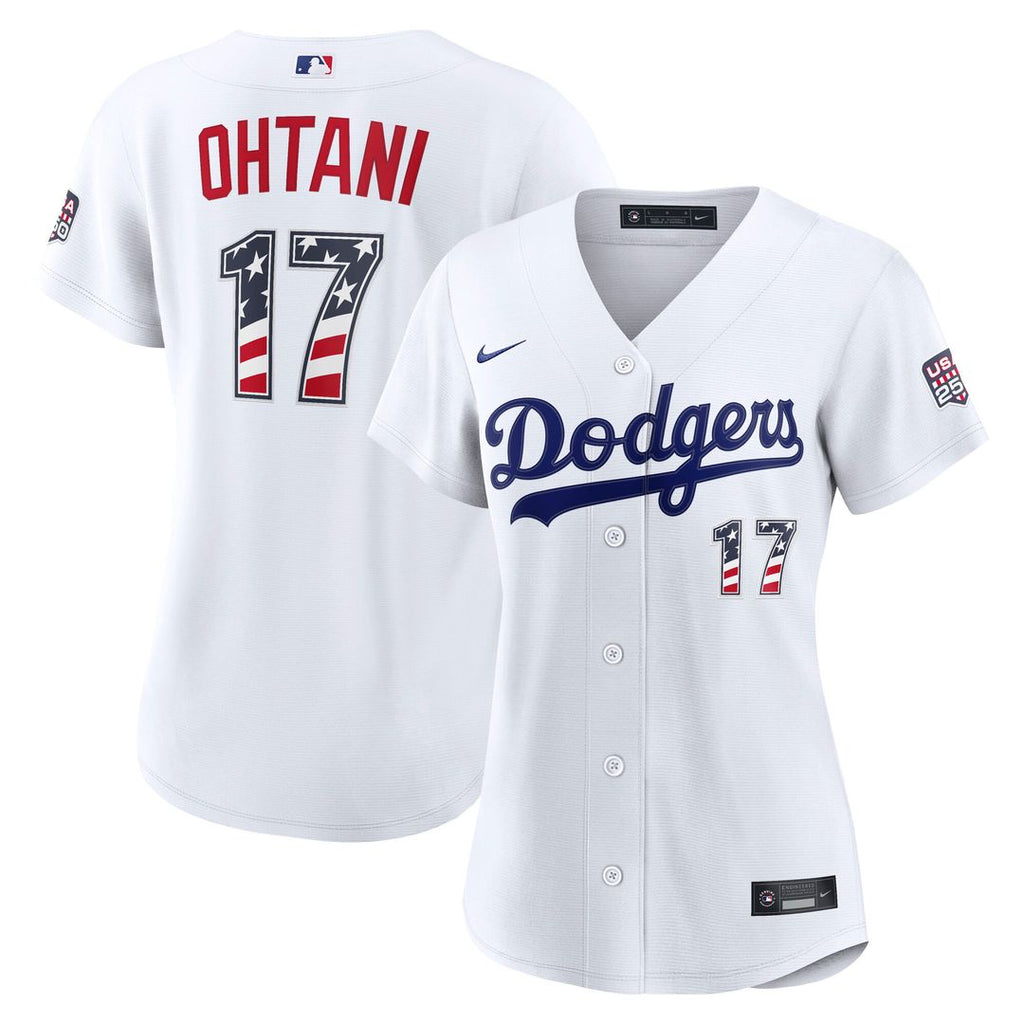 Los Angeles Dodgers Shohei Ohtani Women's USA 250 Fourth of July Home Stadium Jersey - White