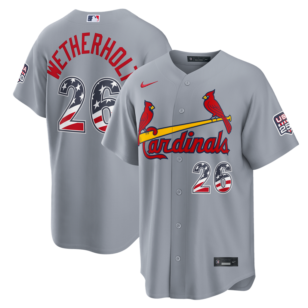 St. Louis Cardinals JJ Wetherholt USA 250 Fourth of July Road Stadium Jersey - Gray