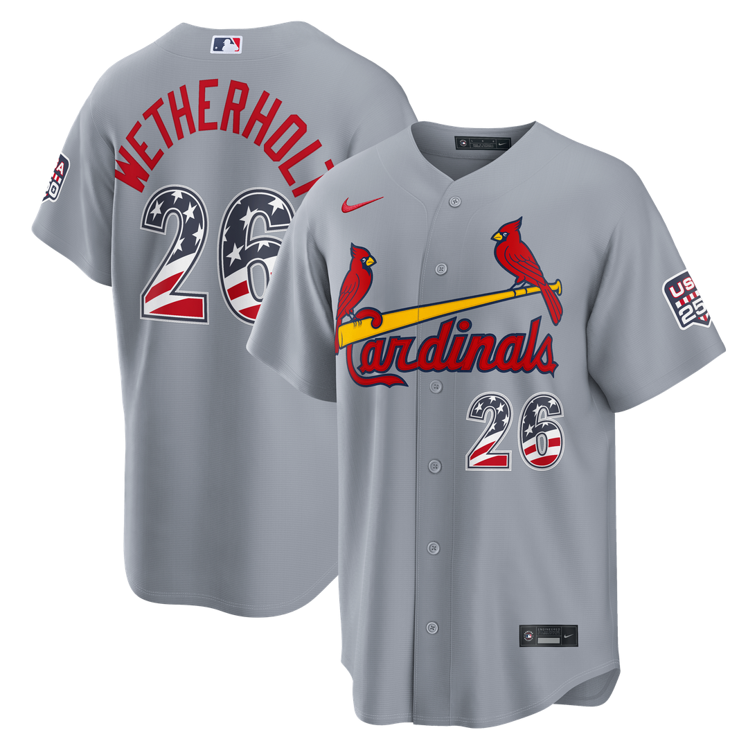 St. Louis Cardinals JJ Wetherholt USA 250 Fourth of July Road Stadium Jersey - Gray