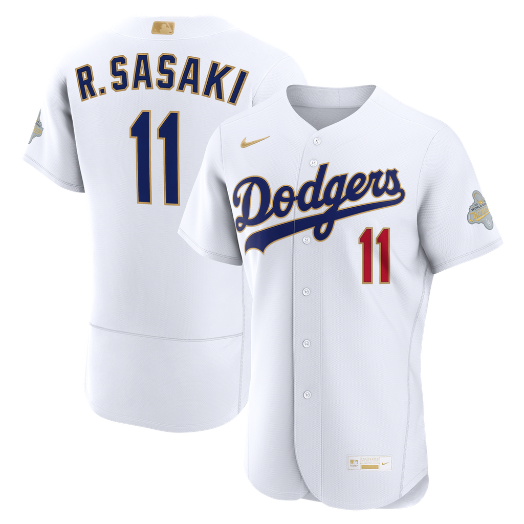 Los Angeles Dodgers Roki Sasaki 2026 Gold Collection Authentic Jersey - White