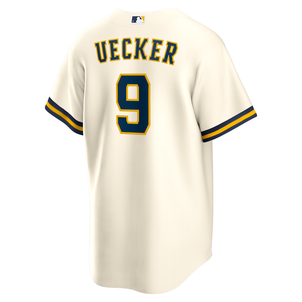 Milwaukee Brewers Bob Uecker Home Retired Replica Jersey - Cream