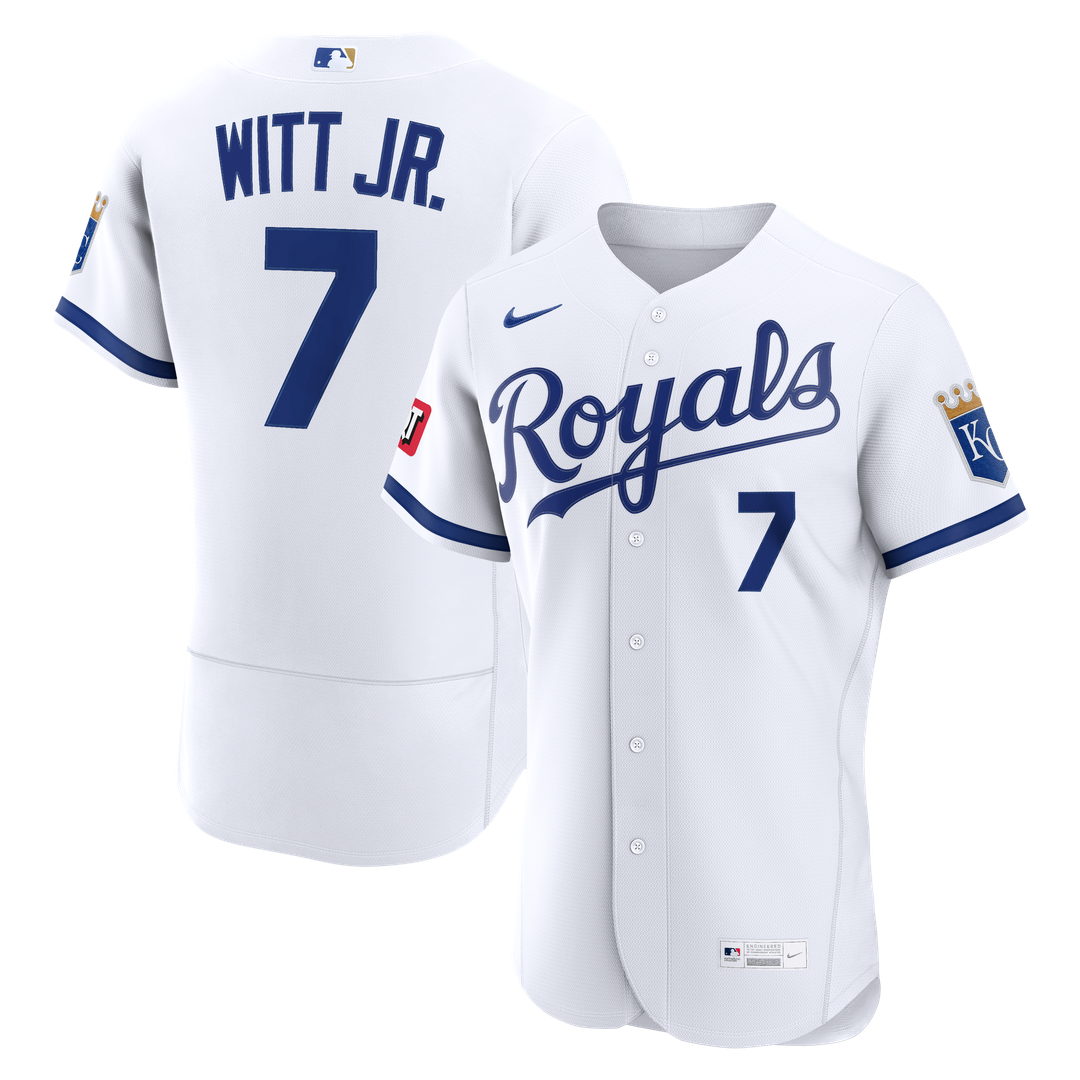Kansas City Royals Bobby Witt Jr. Home Authentic Sponsor Patch Jersey - White
