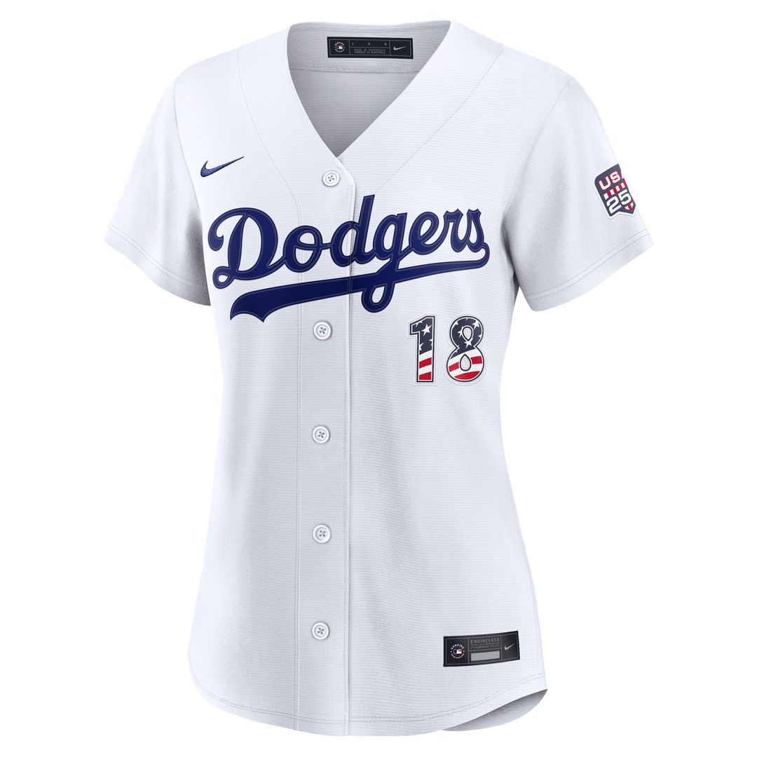 Los Angeles Dodgers Yoshinobu Yamamoto Women's USA 250 Fourth of July Home Stadium Jersey - White