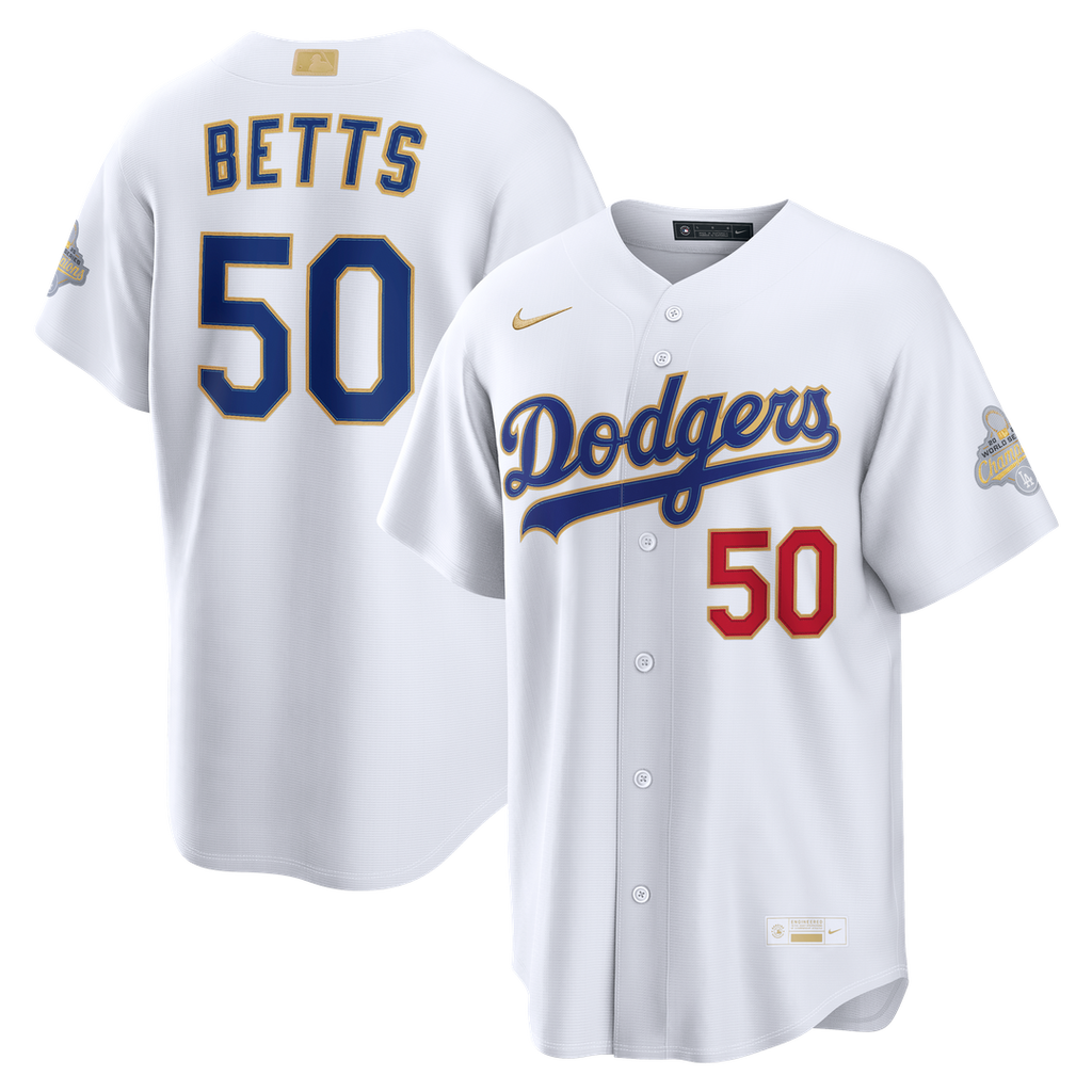 Los Angeles Dodgers Mookie Betts 2026 Gold Collection Stadium Jersey - White