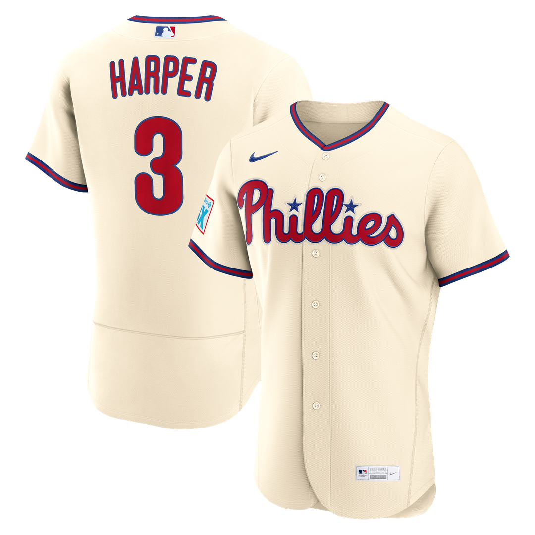 Philadelphia Phillies Bryce Harper Alternate Authentic Sponsor Patch Jersey - Cream