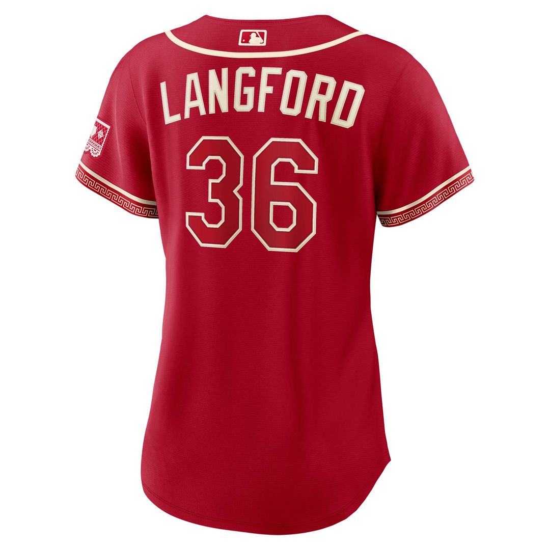 Texas Rangers Wyatt Langford Women's 2026 City Connect Stadium Jersey - Red