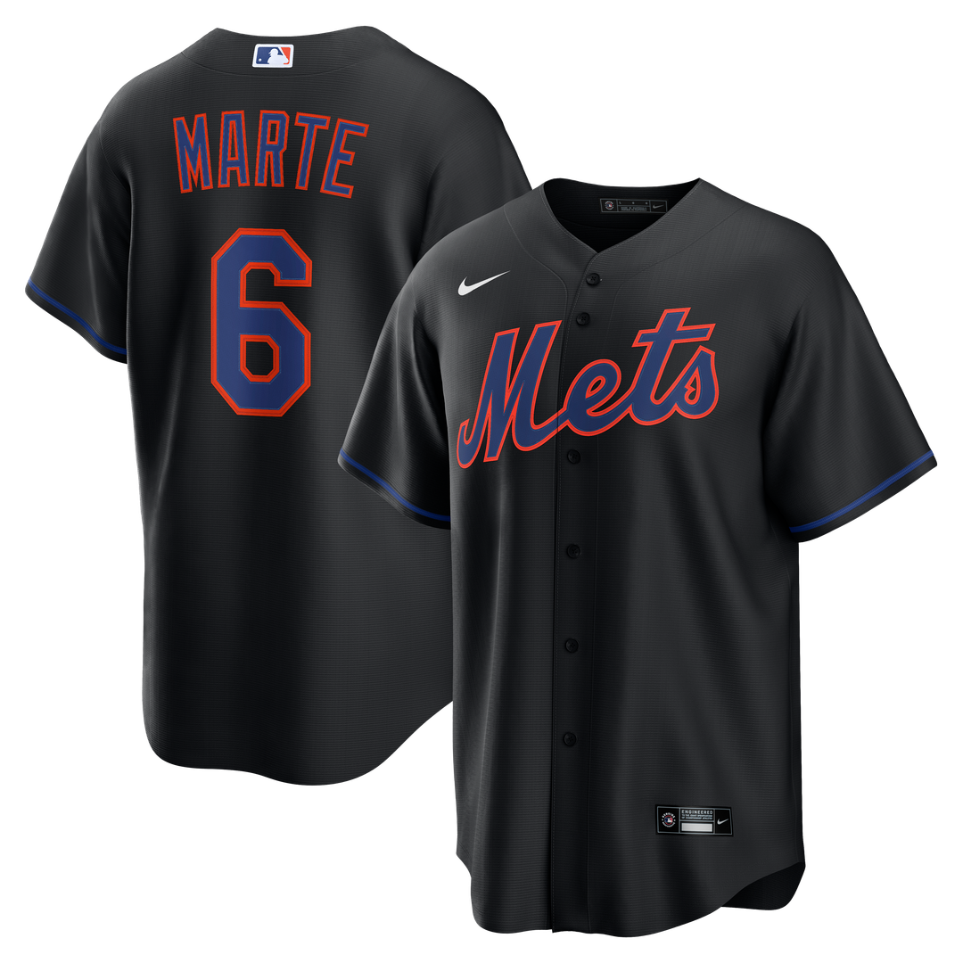 New York Mets Starling Marte Alternate Replica Jersey - Black